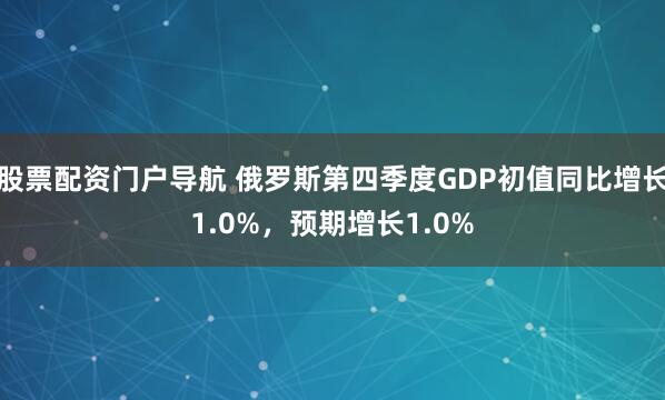 股票配资门户导航 俄罗斯第四季度GDP初值同比增长1.0%，预期增长1.0%